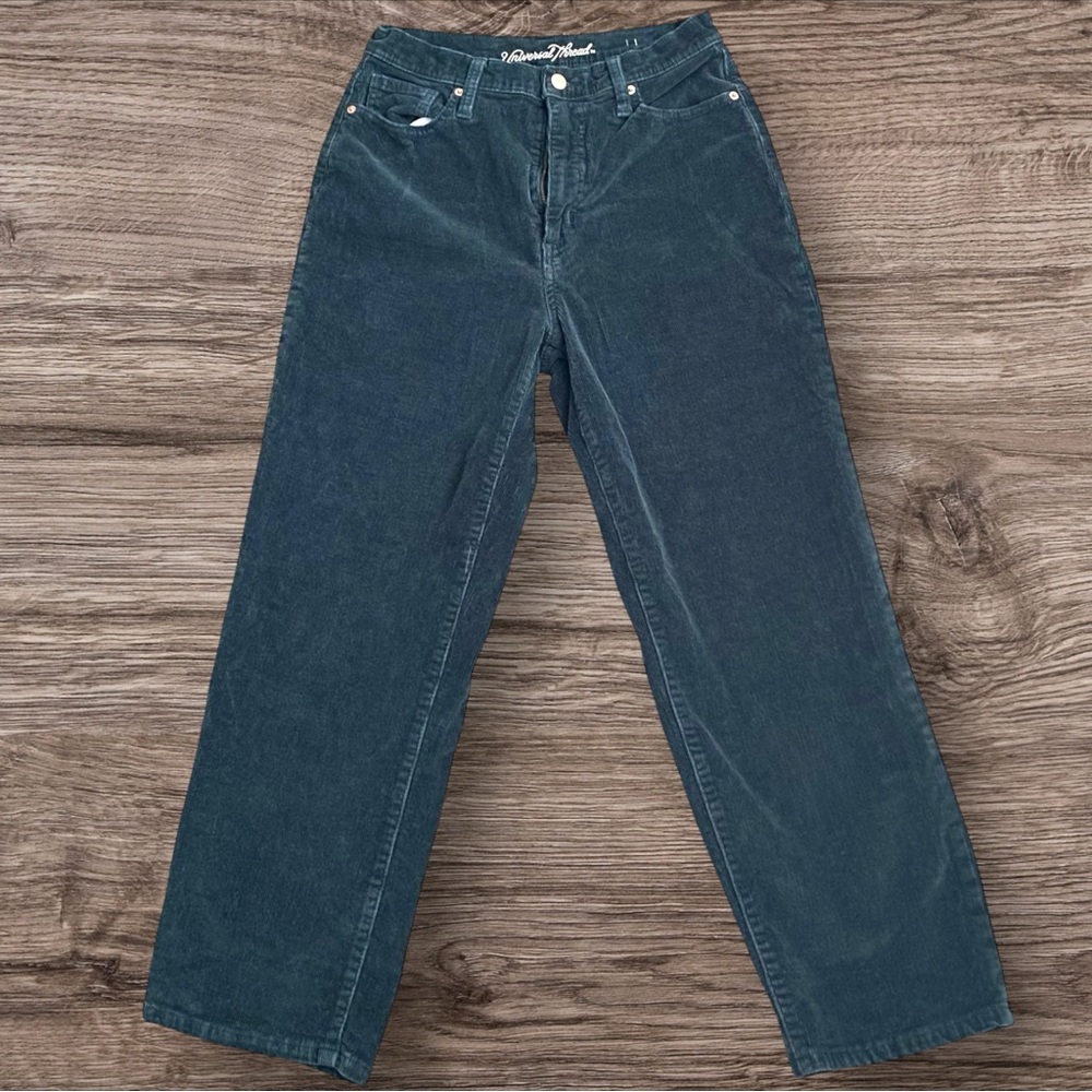 Baggy High Rise Green Corduroy Jeans